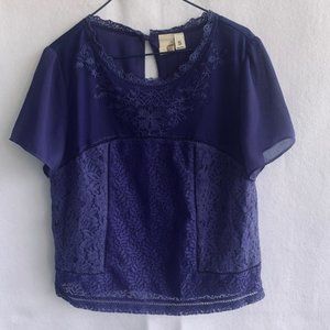 francesca's purple crop top lined lace